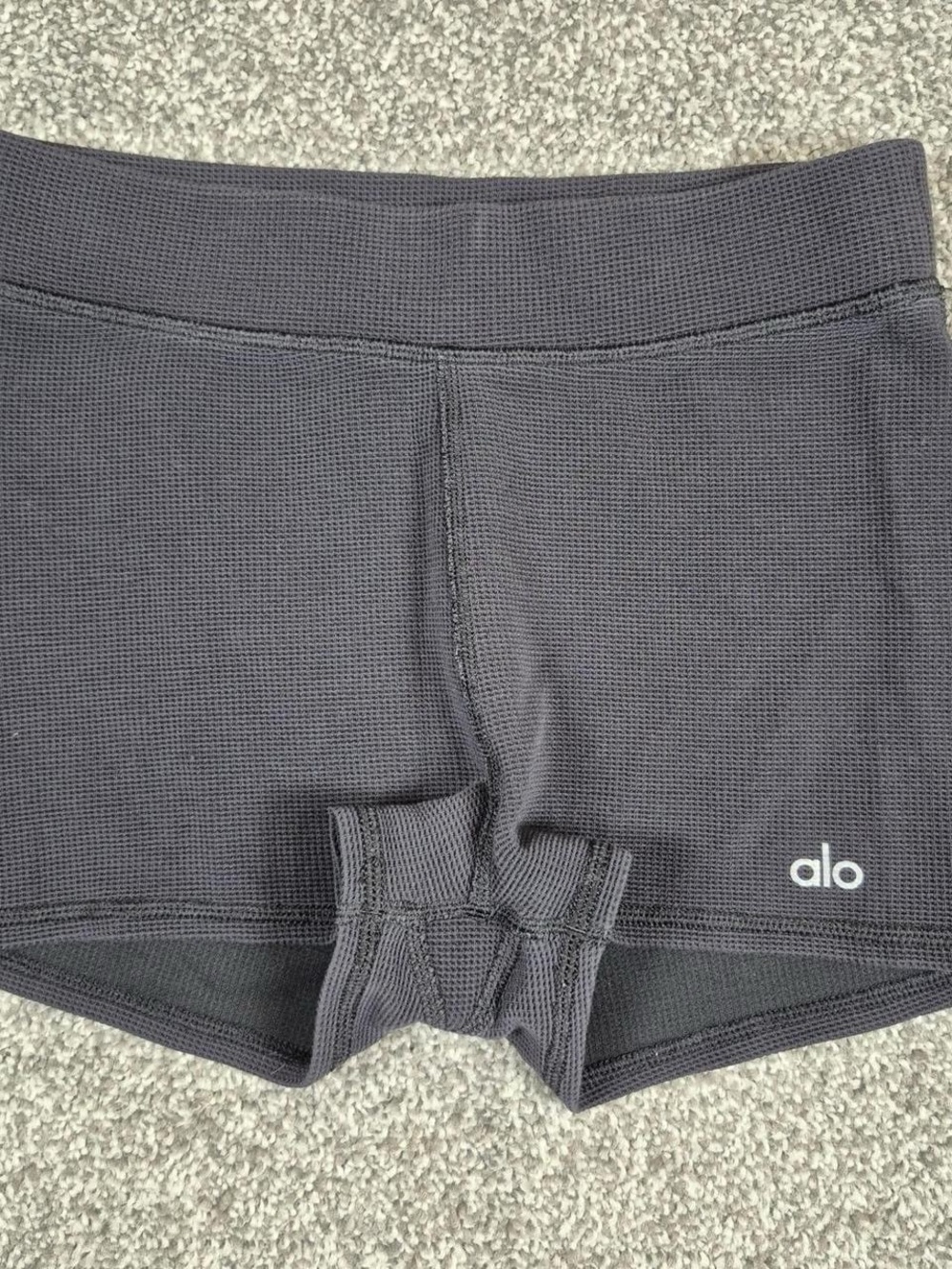 ALO Yoga Gray Textured High-Rise Bike Shorts